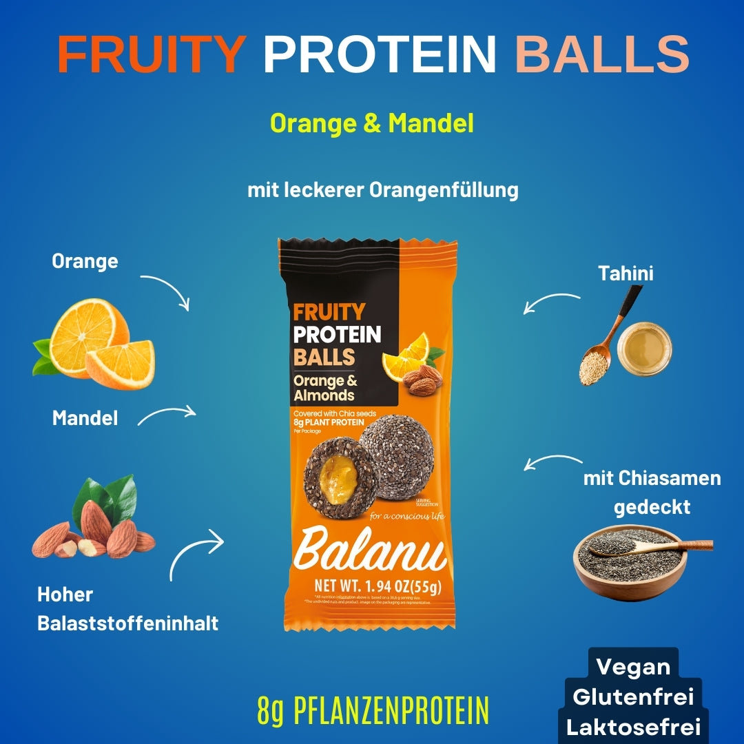 Fruity Protein Bällchen Orange & Mandeln 55 Gr x 6-4