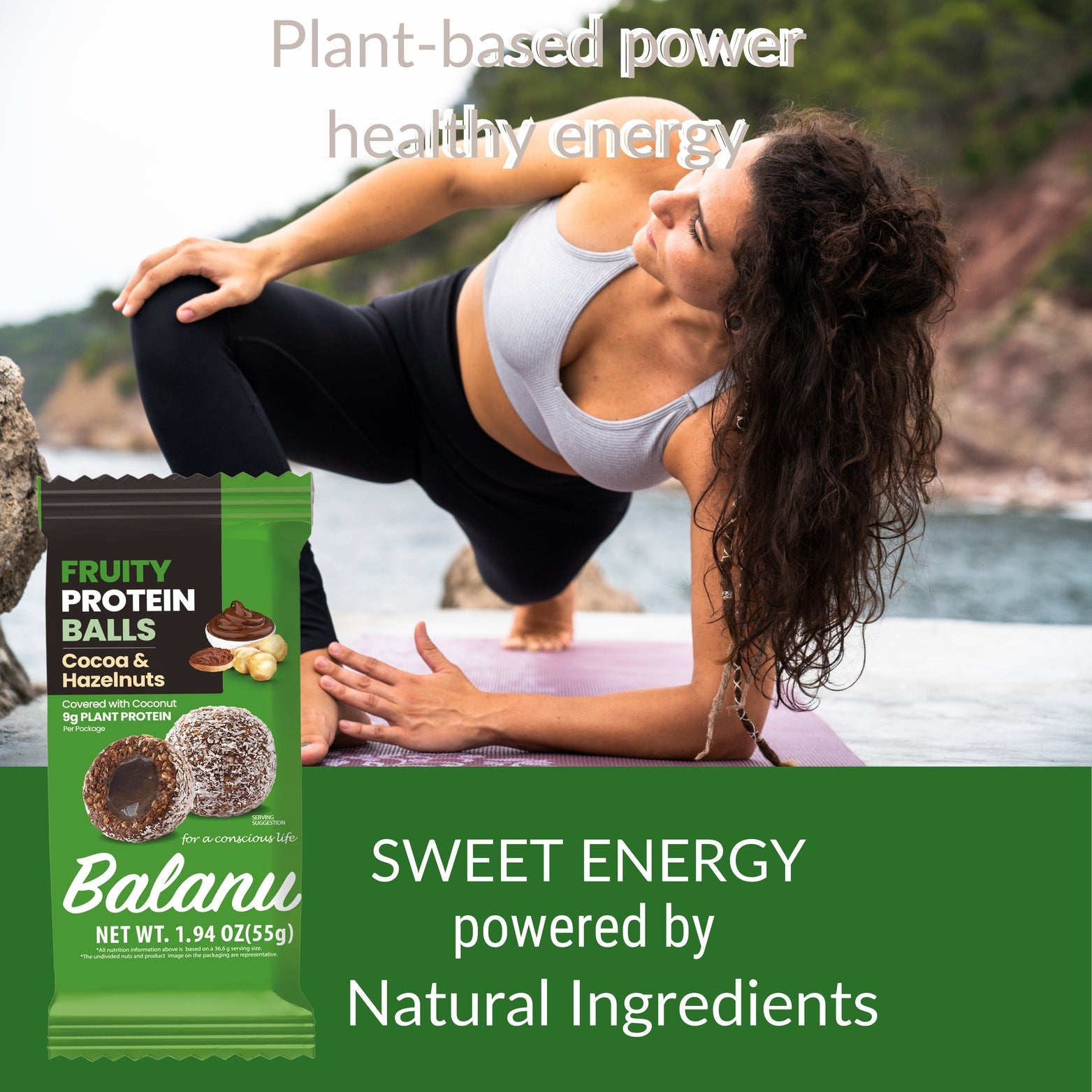 Balanu Fruity Protein Balls Cocoa & Hazelnuts 55 g x 6-3