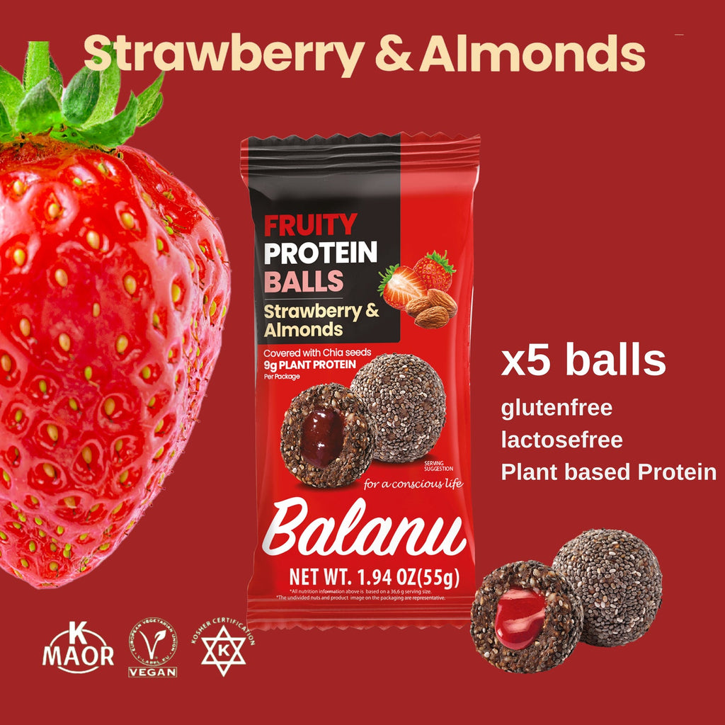 Balanu Fruity Protein Balls Strawberry & Almonds 55 g x 6-1