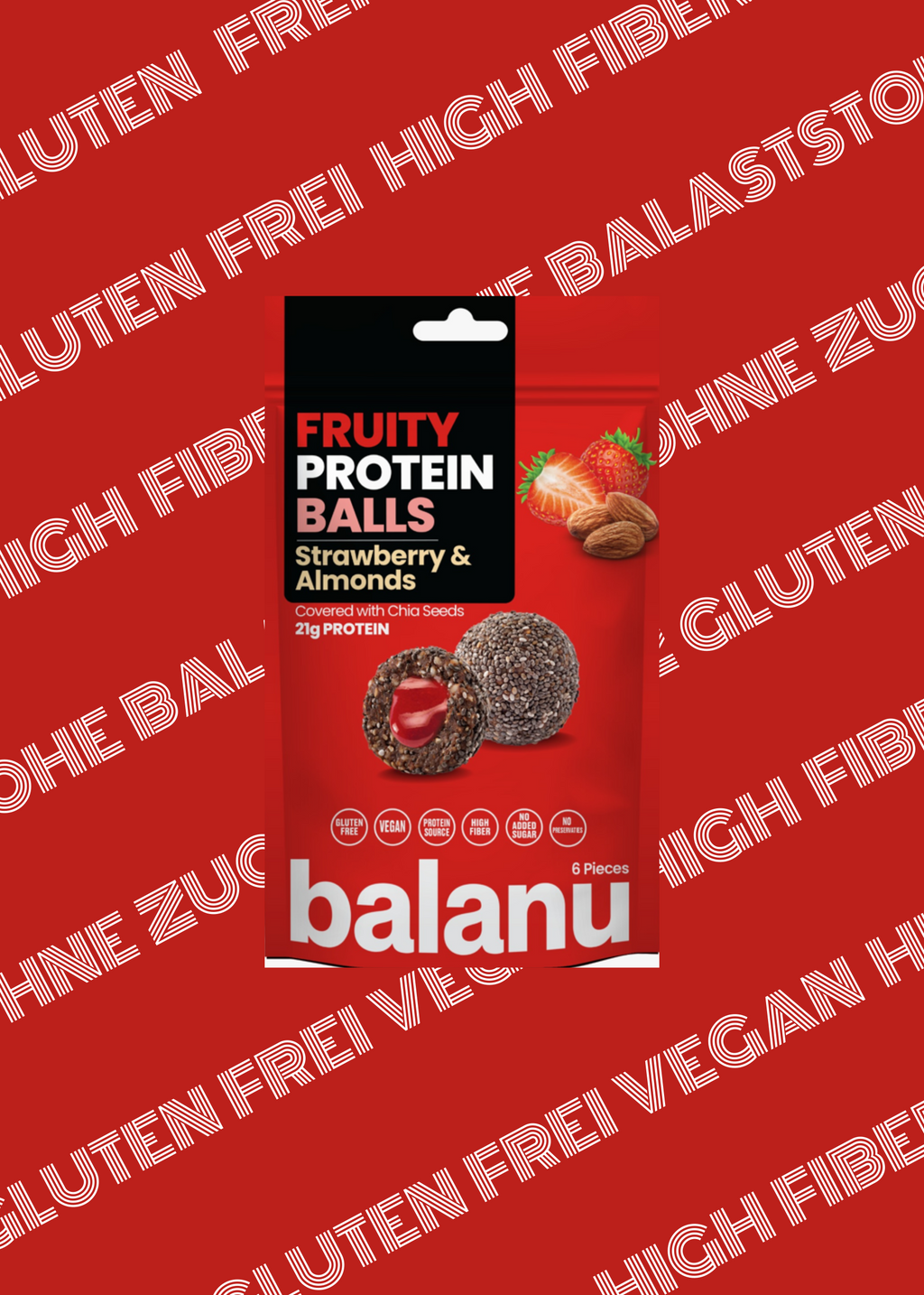 Balanu Fruity Protein Balls Strawberry & Almonds 110 g x6-4