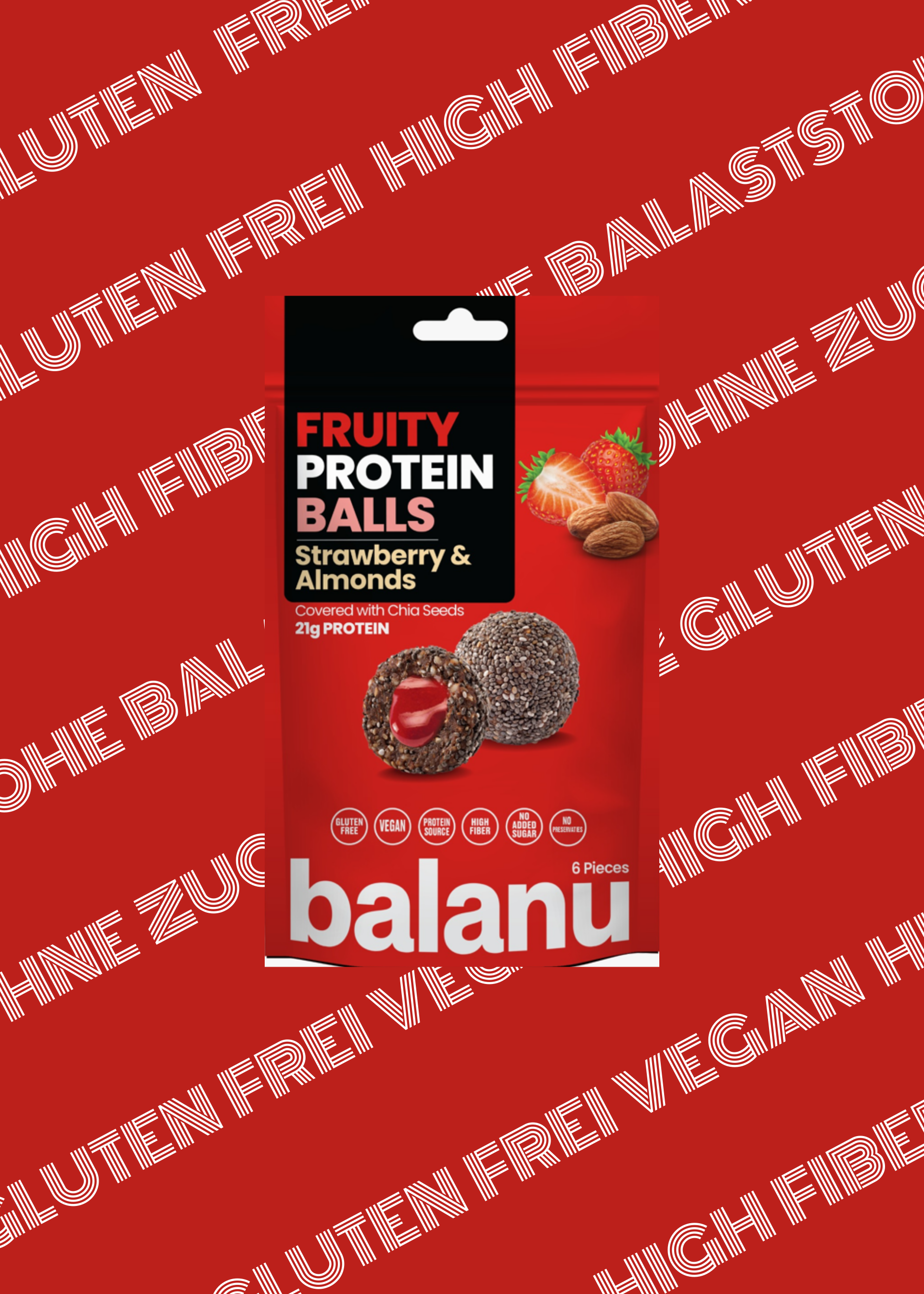 Balanu Fruity Protein Balls Strawberry & Almonds 110 g x6-4