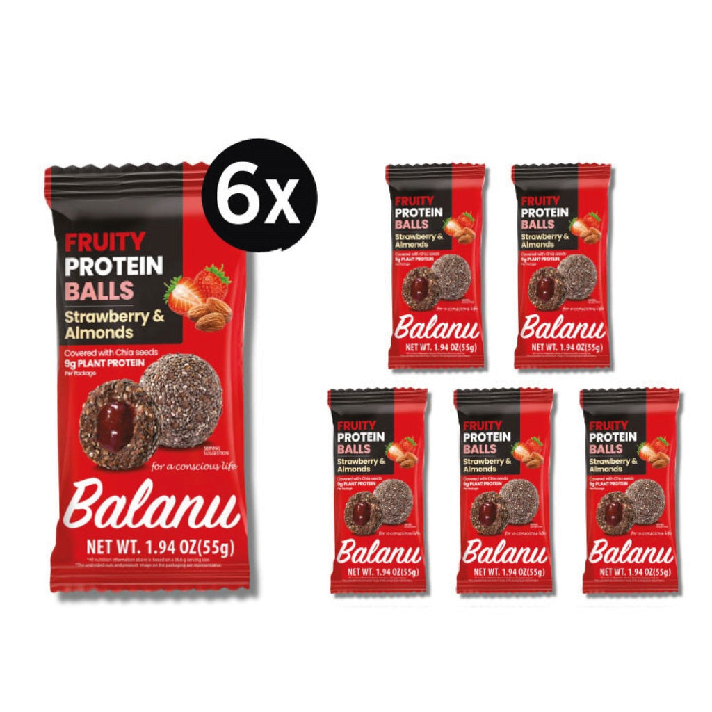 Balanu Fruity Protein Balls Strawberry & Almonds 55 g x 6-0