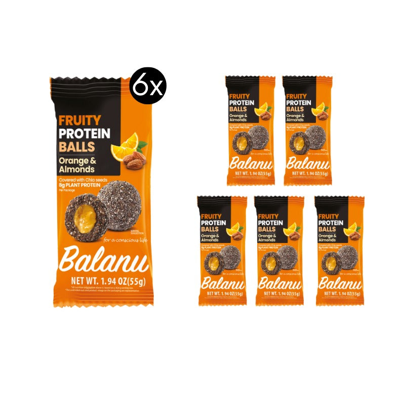 Fruity Protein Bällchen Orange & Mandeln 55 Gr x 6-0